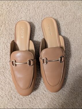 J.Crew Tan Leather Horsebit Mules
